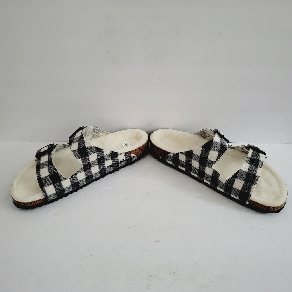 New Birkenstock Men's Arizona Rivet Shearling Sandal Plaid Wool ,Size 11 - 11,5